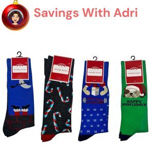 4x Holiday Time Men's Holiday Socks  Size 6-12